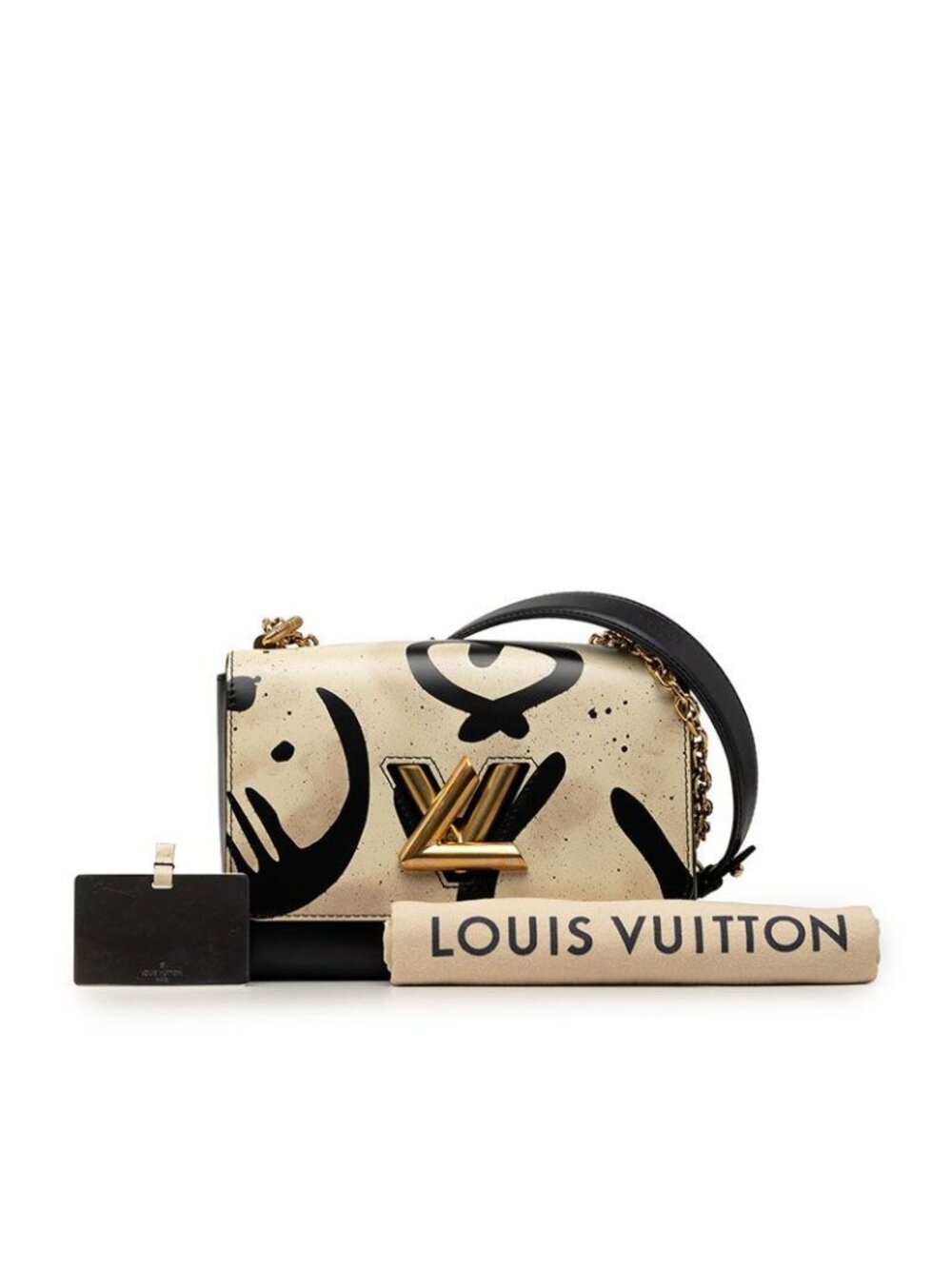 Louis Vuitton Twist MM Chain Shoulder Bag Black Ivory Leather - Picture 8 of 8